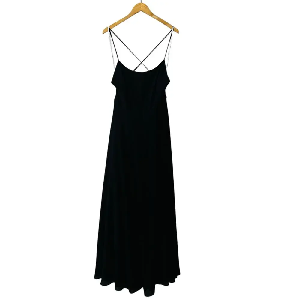 Lulus Classic Grace Spagetti Strap Front Split Maxi Dress Size XL Black - Picture 2 of 8